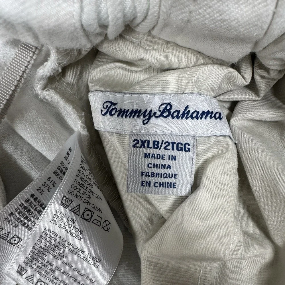 Tommy Bahama Pants Mens Size 2XLB White Beach Linen Blend Drawstring Vacation